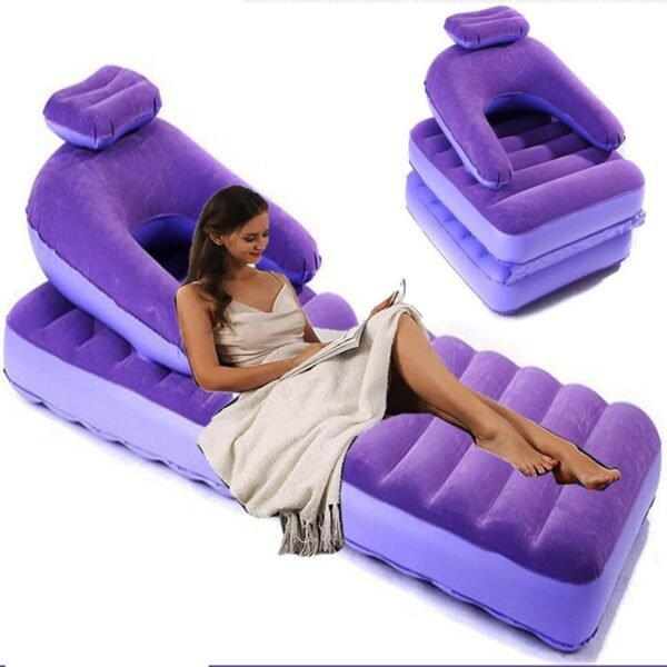 2-in-1 Air Mattress & Lounger Portable Inflatable Sofa with Hand Pump