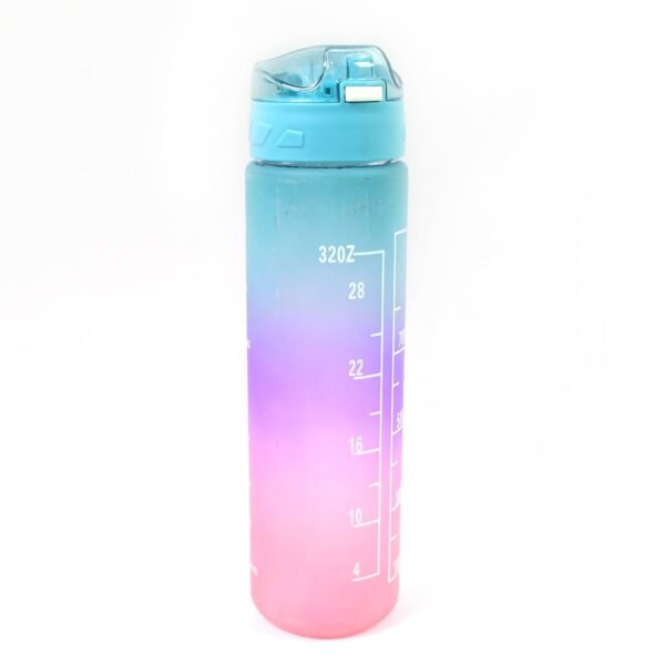 Plastic Colorful Motivational Water Bottle with Straw (900 ML)