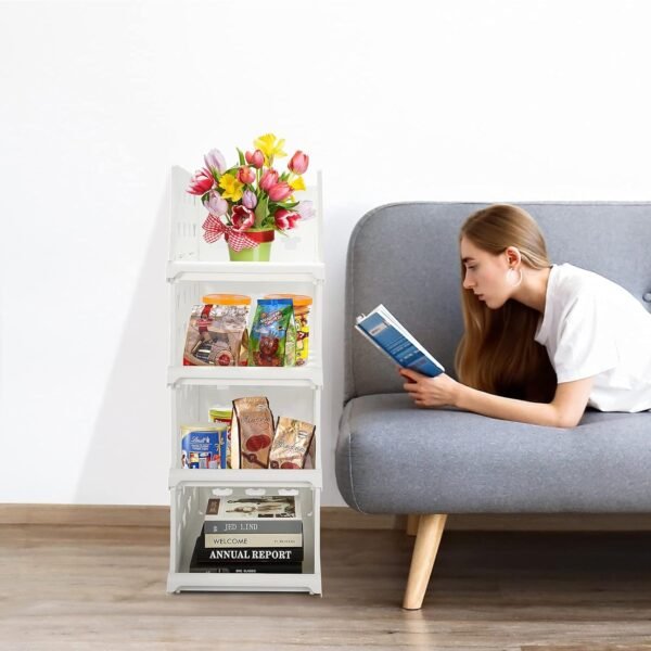 4-Layer Stackable Foldable Storage Organizer Cart Kitchen, Closet, Bedroom & Bathroom