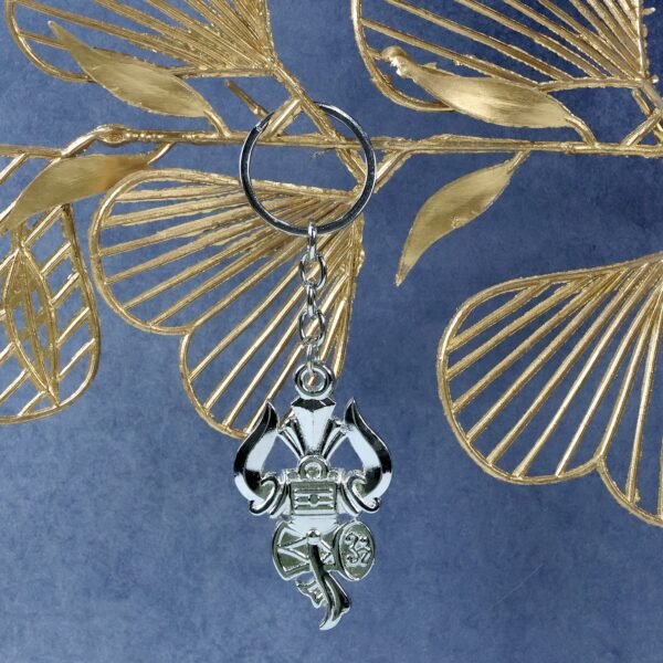 Trishul Damru Shiv Symbol Silver Keychain (1 Pc)