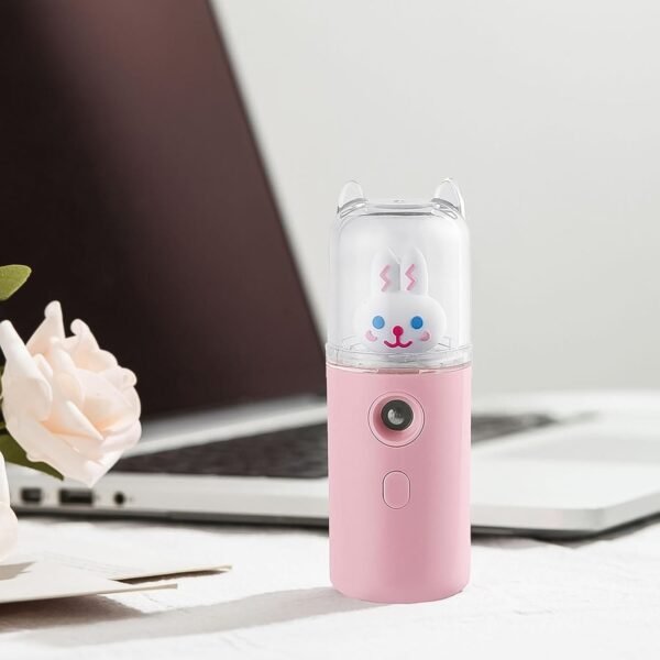 Portable Mini Facial Steamer – USB Rechargeable Nano Mist Sprayer Cute Cartoon Design
