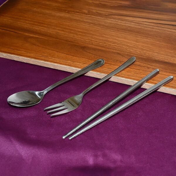 Stainless Steel Cutlery Spoon, Fork & Pair of Chopstick Set