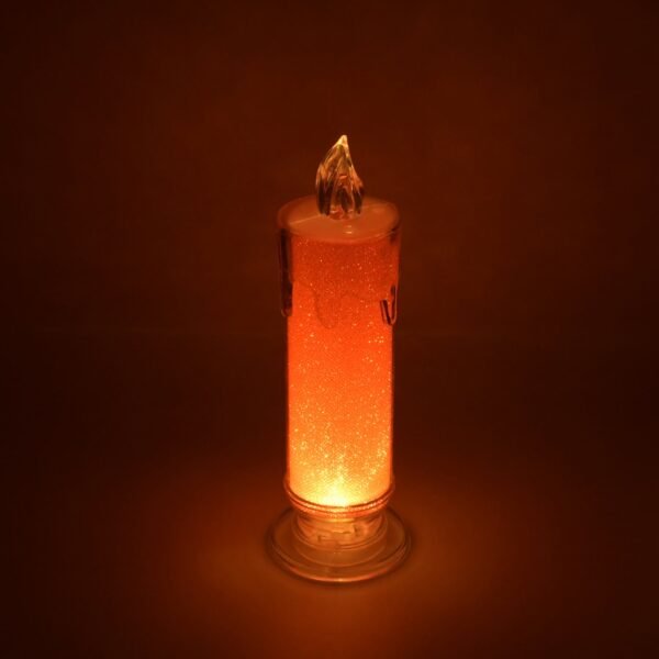 Red LED Flameless Candles Battery Operated Pillar Candles Flickering Realistic Decorative Lamp Votive Transparent Flameless Ornament Tea Party Decorations for Hotel, Scene,Home Decor, Restaurant, Diwali Decoration Candle Crystal Lamp, Diwali (1 Pc)