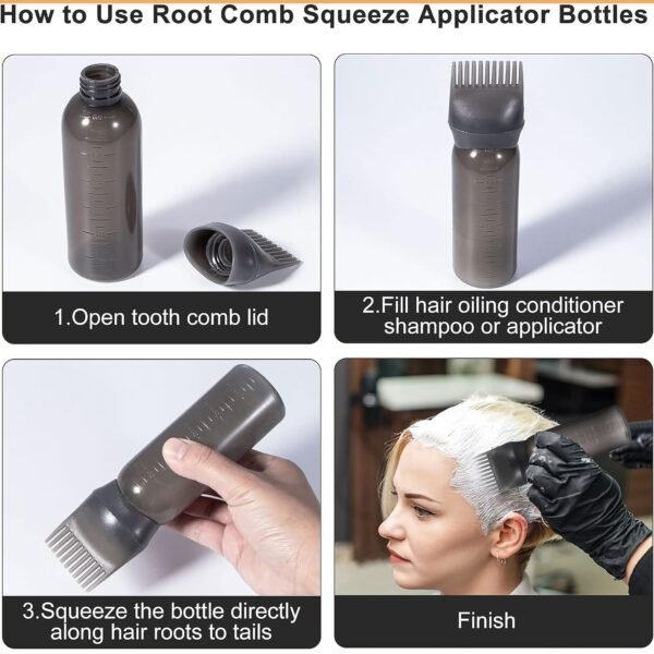 04_da7fcb09-6434-474f-bd73-482cacfdf5bd.jpg Comb Applicator Bottle, Hair Oil Applicator Bottle for Hair Dye Bottle Applicator Brush with Graduated Scale, Professional Brush Applicator Comb Hairdressing Coloring Styling Tool (1 Pc), Hair accessories