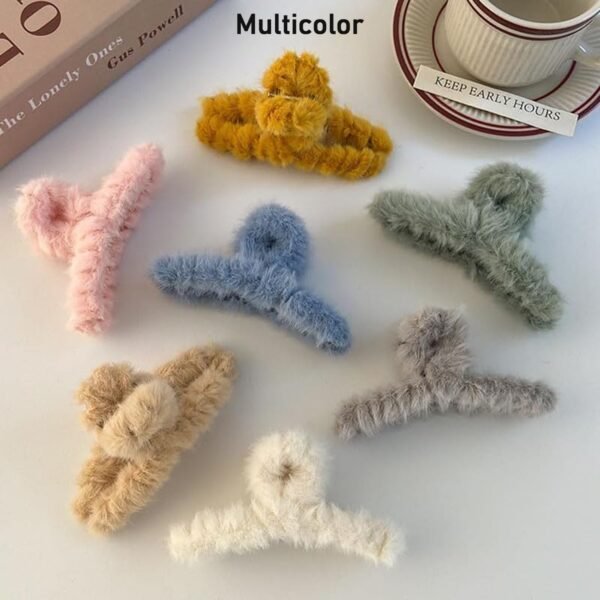 04_df68221d-faff-4c0d-b5b3-5f38b2ce9805.jpg Large Plush Hair Claw Clips, Plastic Fluffy Hair Claw Hair (1 Pc / Mix Color)
