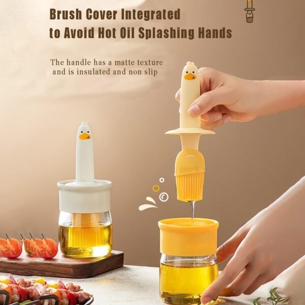 Plastic 2 in 1 Oil Dispenser Bottle with Silicone Basting Brush (1 Set)