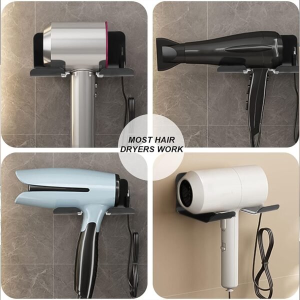 04_e726d498-7b50-41e0-b8ff-8c63e9a89582.jpg Hair Dryer Holder Wall Mounted Space Plastic Drill Blow Dryer Organizer Rack