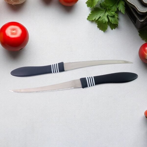 Premium Curved Serrated Stainless Steel Kitchen Knife Set (Mix Color & 2 Pc)