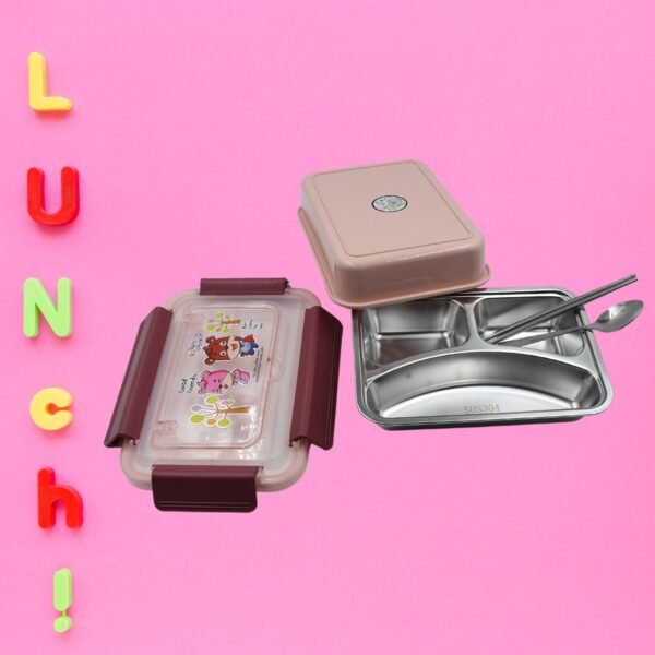 Kids Lunch Box with Steel Spoon & Chopsticks – Food-Safe & Durable