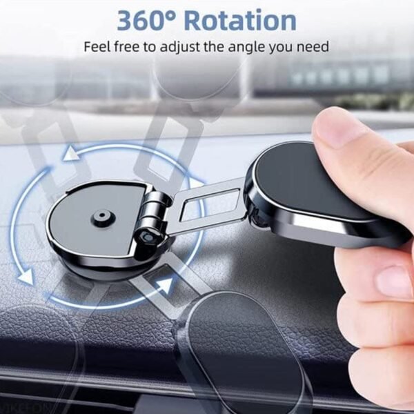 360° Rotating Magnetic Car Phone Holder in Metal (1 Pc, Folding)