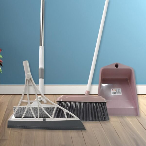 Dustpan, Kitchen Wiper, Window Cleaning Squeegee Tool & Broom Brush, (4 Pcs Combo)