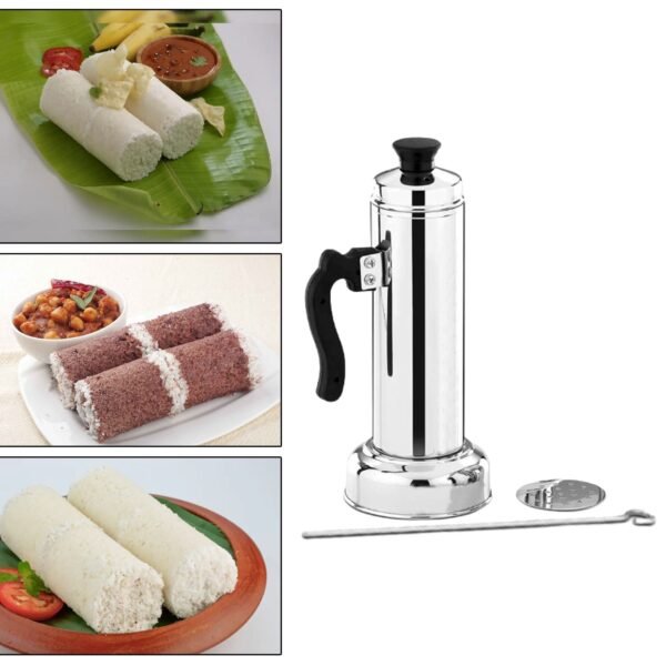 04_ff56b72e-f533-4bd3-9954-d21607a83471.jpg Puttu Maker Set with Steamer Plate & Pressure Cooker Top, Stainless Steel