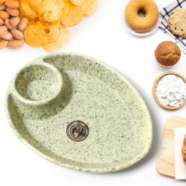 Ceramic Tea/Coffee Cup Set - Alpino 3-Piece 2-Compartment Serving Platter (BPA-Free)