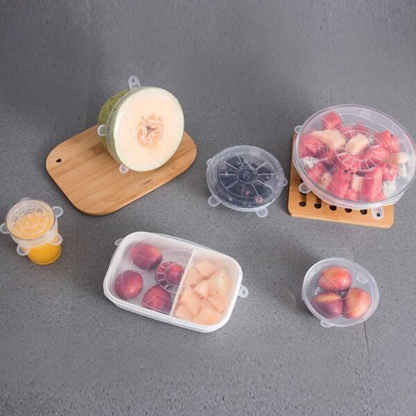 12 Peace Reusable Stretch Lids Set with 2 Storage Pouches – Flexible Food Cover Lids