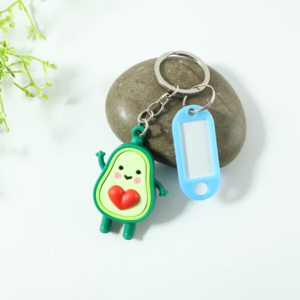 Cute Avocado Cartoon Keychain with Name Tag Holder (1 Pc)