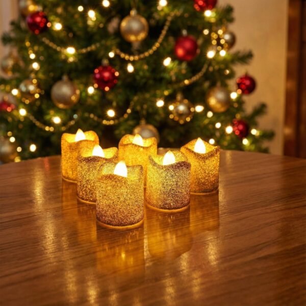 04_light_3e72d3ac-f5b4-4d13-9742-4388576b28bc.jpg Christmas Premium Glitter LED Tealight Candles (6 Pc Set)