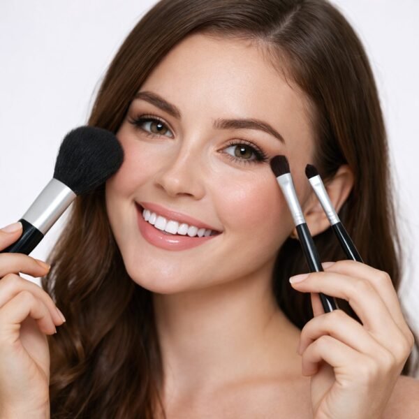 4 in 1 Professional Makeup Brush Set with Premium Storage Pouch (1 Pc)