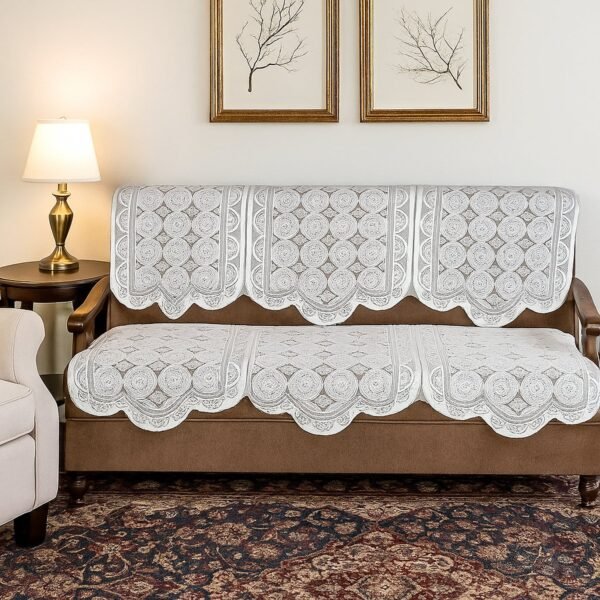 Lace-Design Sofa Protector Runner - (1 Pc / 132x28 Inch)