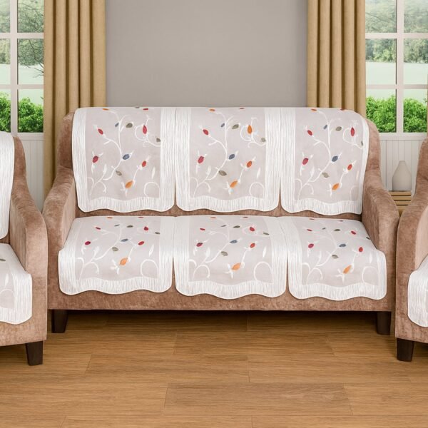 Elegant Leaf-Pattern Sofa Runner - (Set / 230x28 Inch)