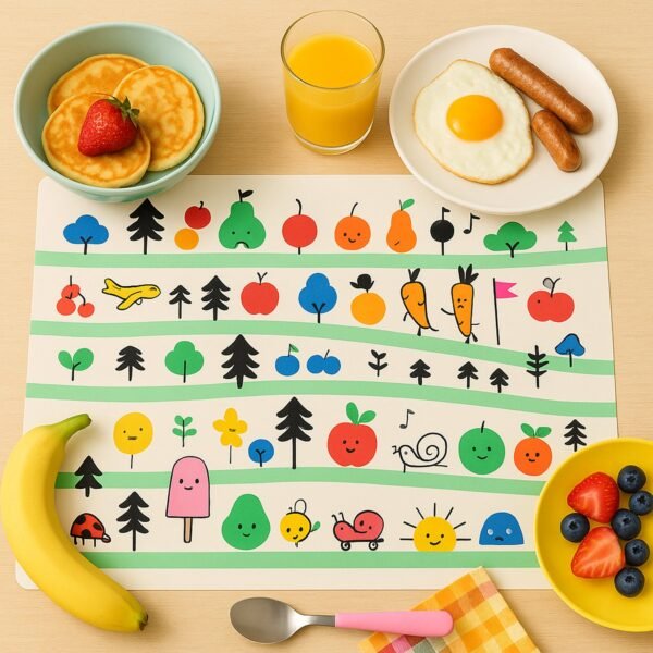 Colorful Cartoon Printed Dining Table Placemats for Kids (4 Pc / 40x30 Cm)