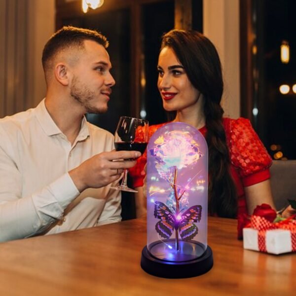LED Light-Up Eternal Rose Butterfly in Transparent Dome (1 Pc / Battery not Included)