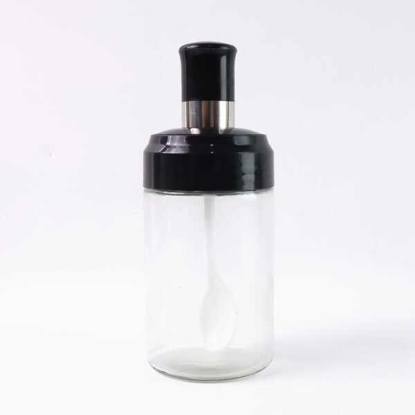 Clear Glass Spice Jar with Integrated Spoon & Airtight Lid (250ml Approx)