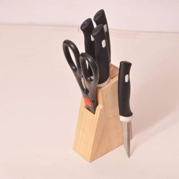 05_0bd0a6fe-8394-46e2-a72b-e923313e1fe4.jpg Kitchen Knife Set with Wooden Block and Scissors, Chhari (5 pcs, Black)