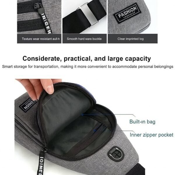 Waterproof Waist Bag – Shoulder Crossbody Bag with USB Charging Slot