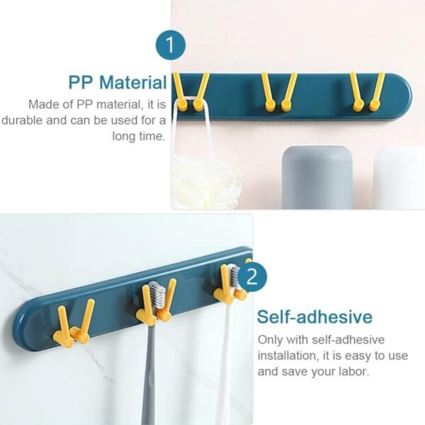 Toothbrush Holder Plastic Bathroom Accessories Organizer Hooks (1pc)