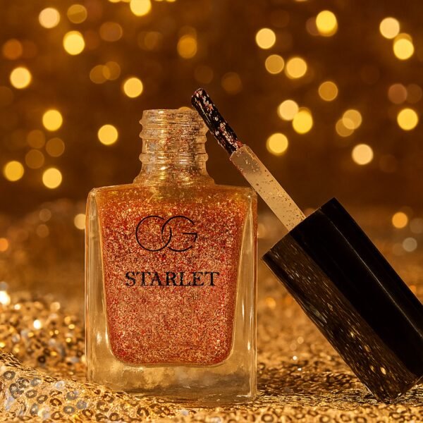 OG Beauty Metallic Rose Starlet Glitter Nail Paint (10 ML / 1 Pc)