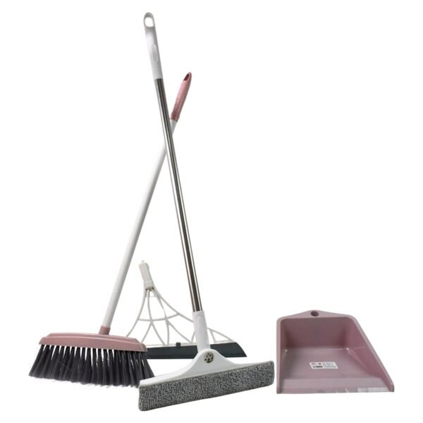 Dustpan, Kitchen Wiper, Window Cleaning Squeegee Tool & Broom Brush, (4 Pcs Combo)