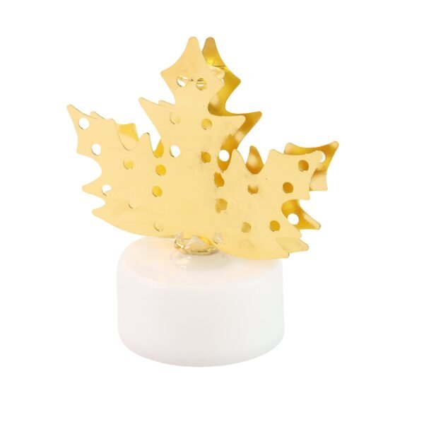 Christmas Decorative LED Gold Metal Leaf Diya Lamp, Diwali (1 Pc)