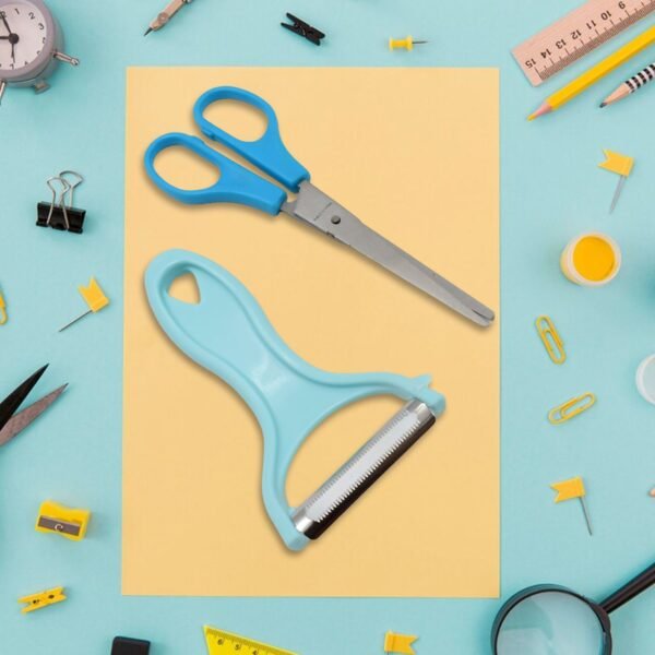 Stainless Steel Kitchen Scissors & Multipurpose Peeler (2 Pc Set, Mix Design)