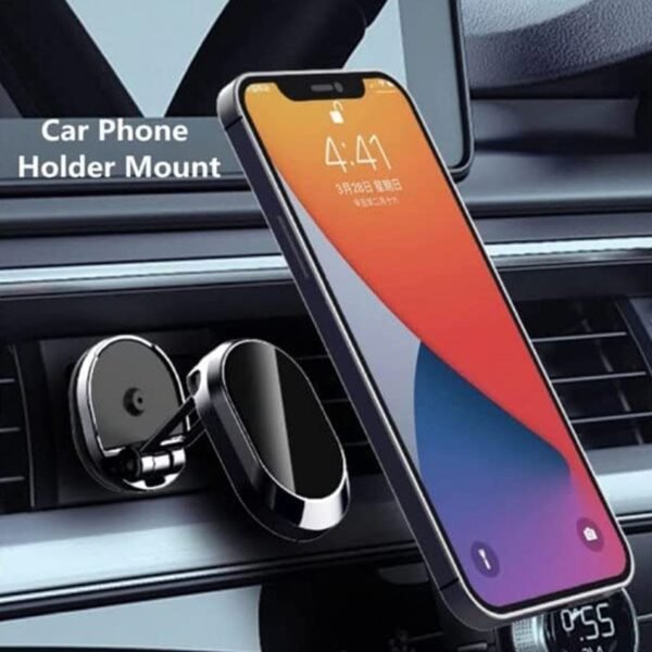 360° Rotating Magnetic Car Phone Holder in Metal (1 Pc, Folding)