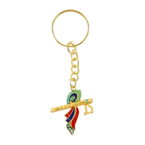 Krishna Flute with Peacock Feather Design Keychain (1 Pc)
