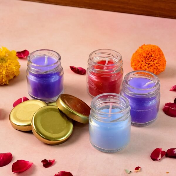 05_2c23bd3c-5c8f-48a1-b4e7-1d430d4688eb.jpg Wax Candle Set in Glass Jars with Gold Lids (4 Pc)