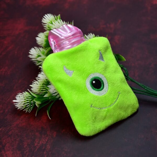 05_2f66aa24-c008-41f3-9b2e-18bc15bbbbd1.jpg Green One-Eyed Monster Print Small Hot Water Bag with Cover for Pain Relief