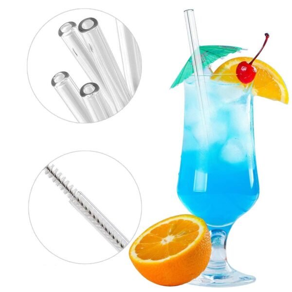 4 Pcs Reusable Glass Straws with 1 Cleaning Brushes