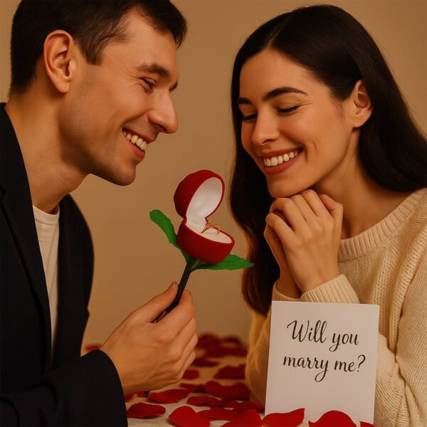 Artificial Rose Flower Shaped Jewelry Ring Box (1 Pc)