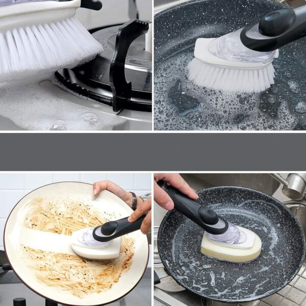 05_374cc5e0-f3cb-4b33-a503-740f8d9d7195.jpg Dish Scrubber Soap Dispenser, Soap Dispensing Dish Brush Set (1 Set / With Brown Box)