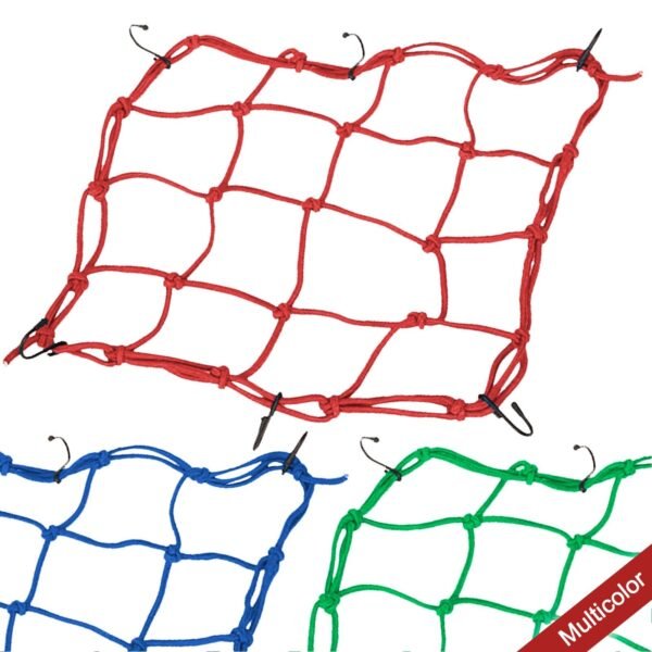 Heavy-Duty Elastic Bungee Cargo Net Mesh Holder - 4 Adjustable Hooks for Motorcycle