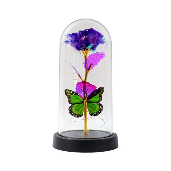 05_396de3a3-f70b-4592-bf3a-ab87875e679c.jpg LED Preserved Rose with Colorful Butterfly in Plastic Dome (1 Pc & Mix Color)