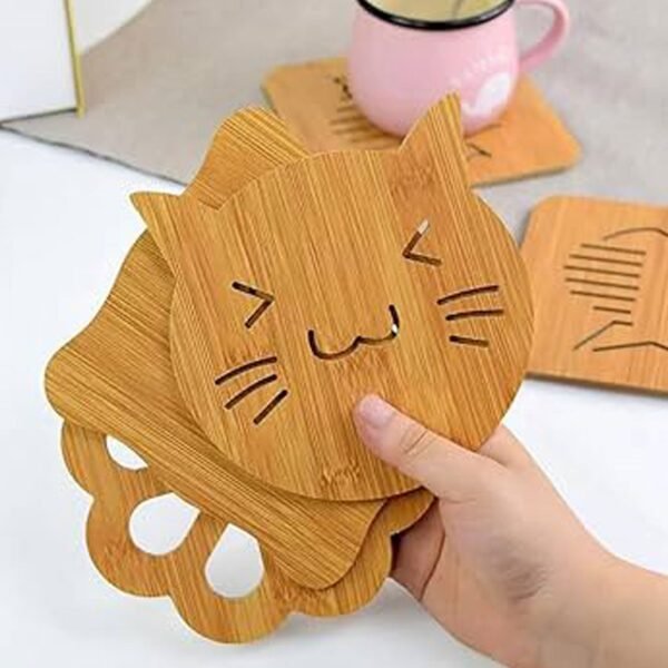 05_3b3d6bfb-1565-4e61-b12b-1a47c29a0bc8.jpg Square Bamboo Wood Table Place mat Hot Pot Cup Mat Tea Coaster(14×14 Cm / 1 Pc)