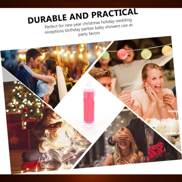 Red LED Flameless Candles Battery Operated Pillar Candles Flickering Realistic Decorative Lamp Votive Transparent Flameless Ornament Tea Party Decorations for Hotel, Scene,Home Decor, Restaurant, Diwali Decoration Candle Crystal Lamp, Diwali (1 Pc)