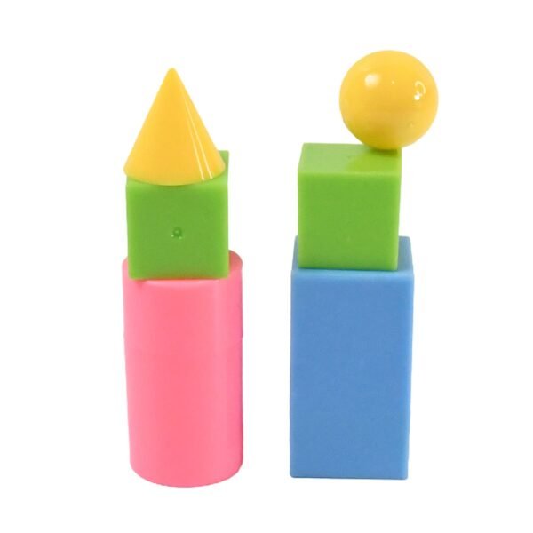 3D Shapes Multicoloured Pattern Building Blocks Toy Solid Figures (6 Pcs Set)
