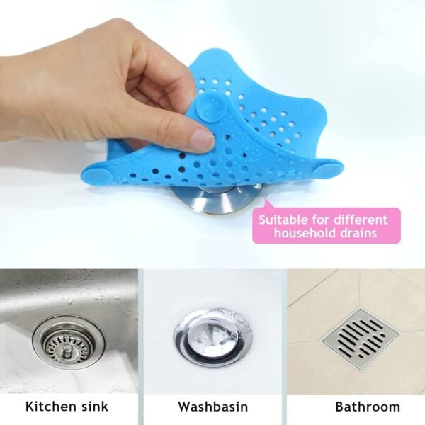 Star Shape Suction Cup Kitchen Bathroom Sink Drain Strainer Hair Catcher, Drain