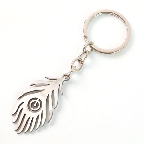 Stylish Stainless Steel Peacock Feather Keychain (1 Pc)