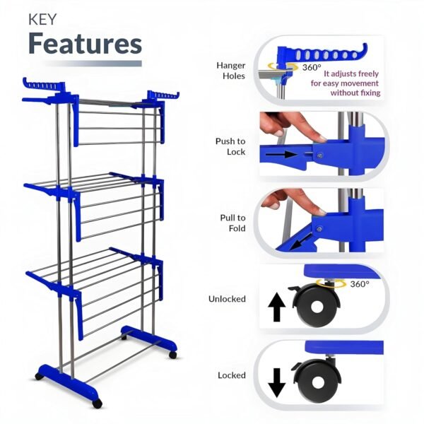 05_522f5e71-0bea-4d3a-9403-b7cd9679c911.jpg Foldable Stainless Steel Clothes Drying Stand Rack