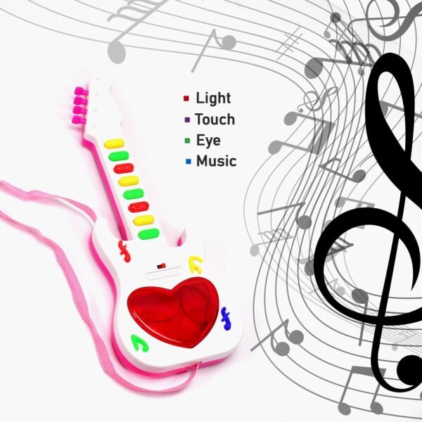 Battery Operated Musical Instruments Mini Guitar Toys and Light for 3+Years Old Kids