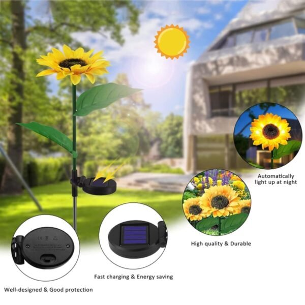 Sunflower Solar LED Lights, Warm White Garden Light (1 Pc)
